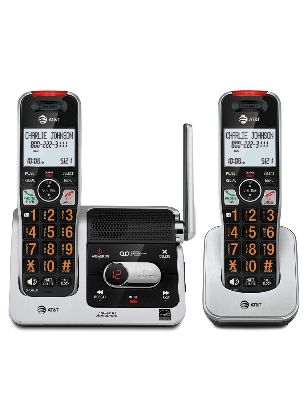 AT&T TWO Handset Cordless Answering System with Caller Announce & Caller ID